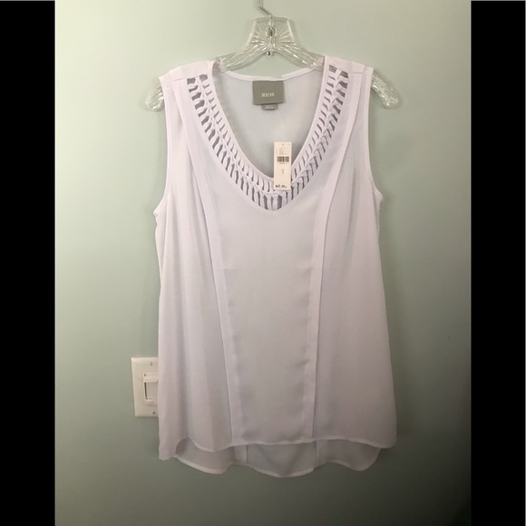 Anthropologie Maeve Women's White Braided V Neck Sleeveless Tank Top, Sm… - Picture 1 of 4